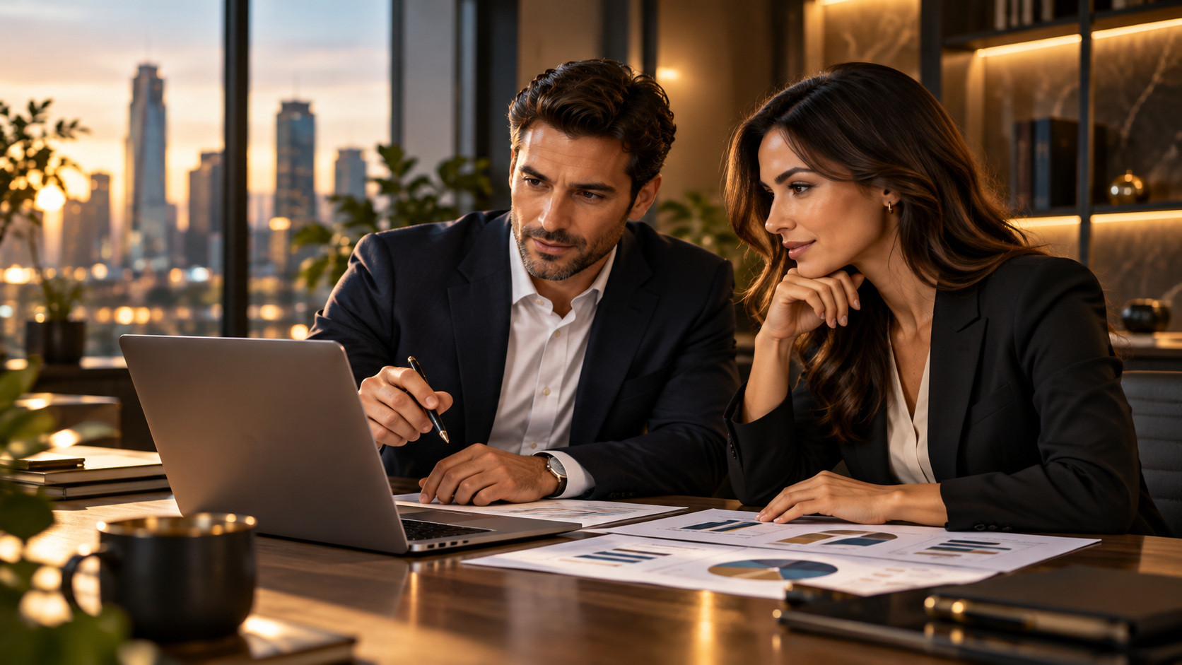 Executives collaborating on a business growth strategy